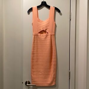 Salmon pink bodycon dress